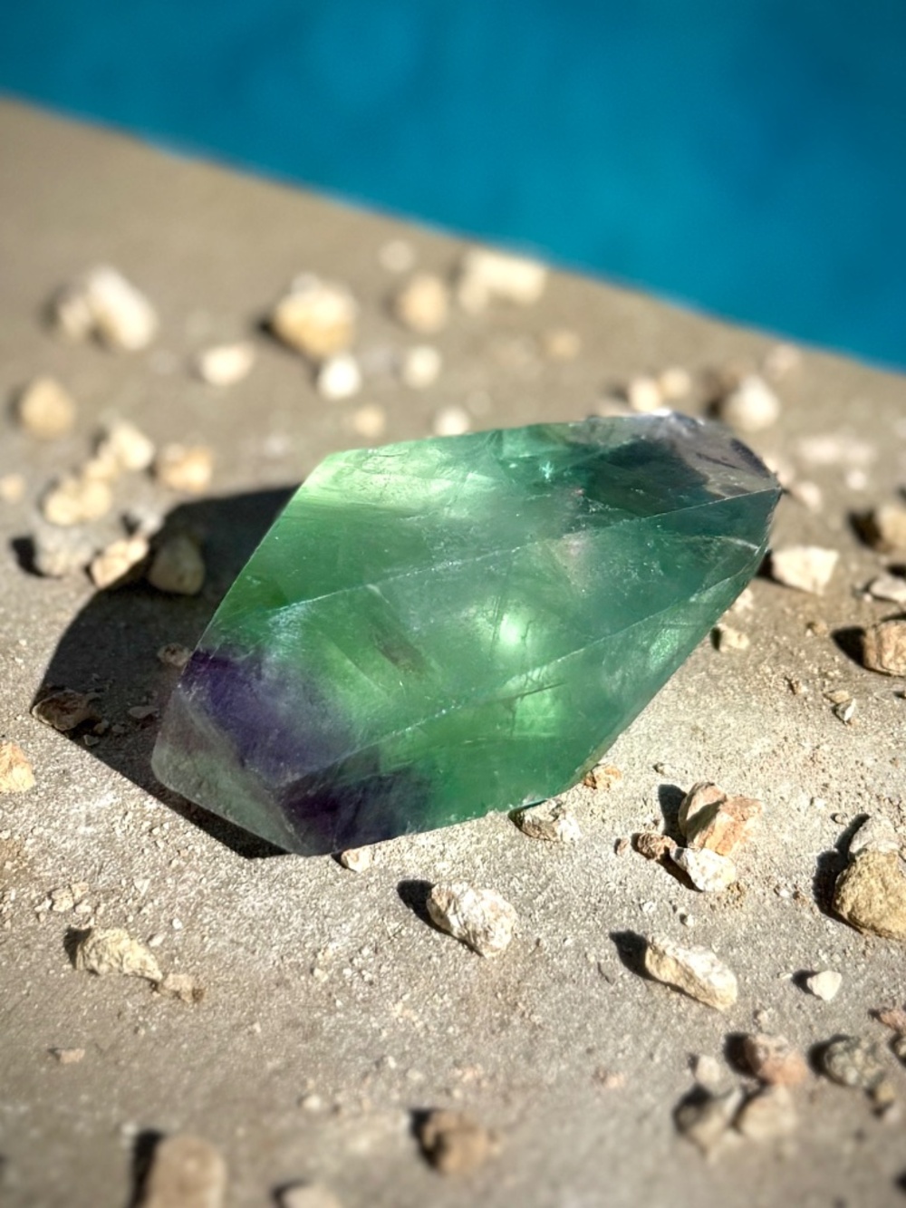 South African Green Purple Freeform Fluorite Meditative Palm Crystal